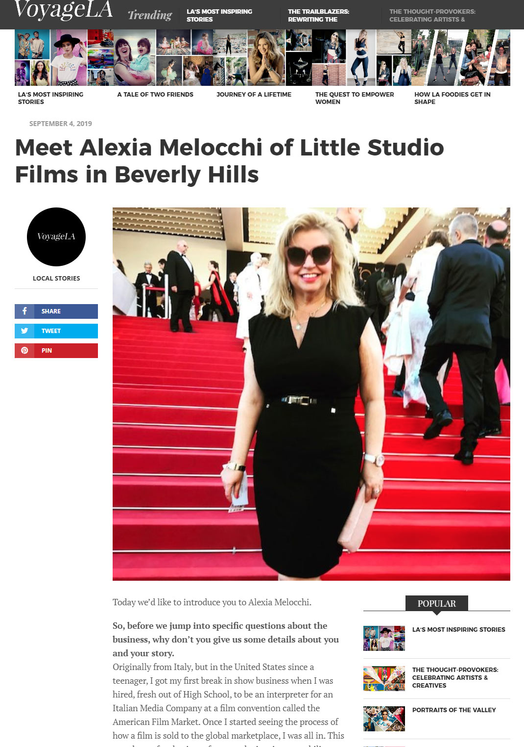 Voyage LA Magazine – Meet Alexia Melocchi of Little Studio Films in Beverly Hills