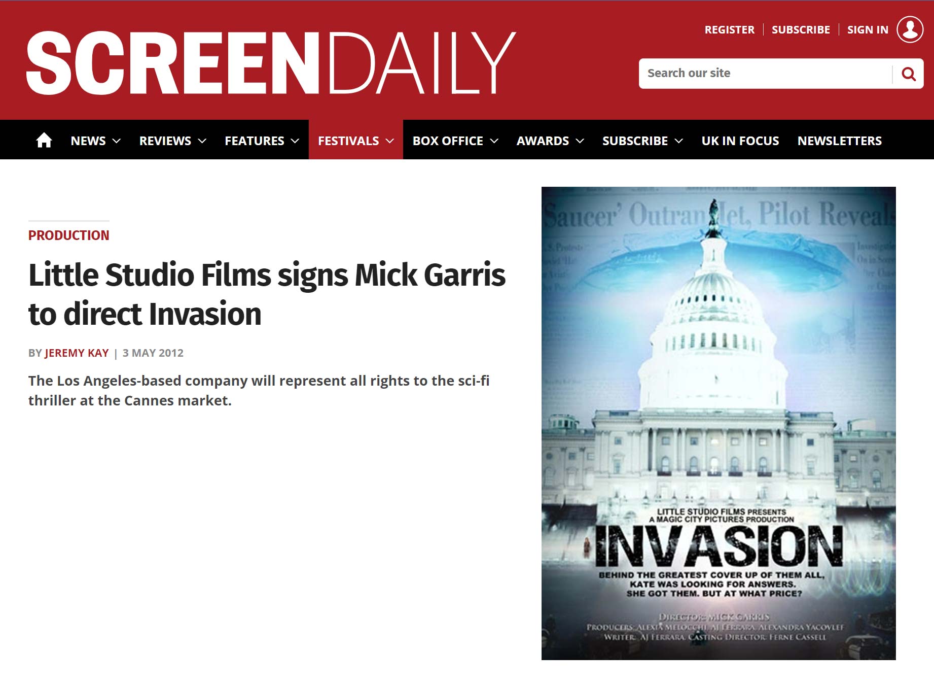 Little Studio Films signs Mick Garris to direct Invasion